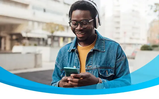 Man using smartphone